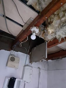 Burst pipe in a ceiling