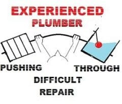 Experienced plumber pushing through